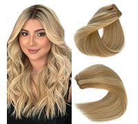 Sew in Hair Extensions Human Hair 120g Per Bundle Straight Hand Tied Honey Blonde Mixed Bleach Blonde Balayage Bundles 24 Inch