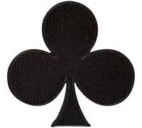Sew Iron On Black Club Patch Embroidered Badge Casino Playing Cards Poker Biker