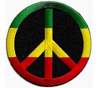 Sew-On Badge / Iron-On Patch 7.5 cm Peace Sign Peace Reggae Grid Colours