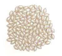Sew On Beads/Rhinestones/Kundan Stones Mirrors for Craft Work, Embroidery Work, Jewellery Work, Aari Work, Maggam Work etc (Boat Shape, Cream Color, 6X11MM, 100 Pieces)