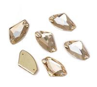 Sew on Crystals Rhinestones, Galactic Sew On Crystal Flat Back Rhinestone Applique Strass Sewing Glass Stones(Golden Shadow,12x19mm 16Pcs)