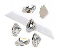 Sew on Crystals Rhinestones, Galactic Sew On Crystal Flat Back Rhinestone Applique Strass Sewing Glass Stones(Crystal,12x19mm 16Pcs)