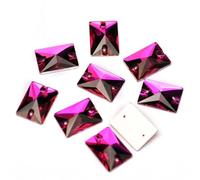 Sew on Crystals Rhinestones, Rectangle AAAAA Sew On Crystals Strass Sewn Rhinestones Crafts Flat Back Glass Stones(Fuchsia,18x25mm 24Pcs)