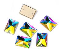 Sew on Crystals Rhinestones, Rectangle AAAAA Sew On Crystals Strass Sewn Rhinestones Crafts Flat Back Glass Stones(AB,18x25mm 6Pcs)