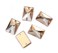 Sew on Crystals Rhinestones, Rectangle AAAAA Sew On Crystals Strass Sewn Rhinestones Crafts Flat Back Glass Stones(Golden Shadow,18x25mm 6Pcs)