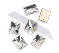 Sew on Crystals Rhinestones, Rectangle AAAAA Sew On Crystals Strass Sewn Rhinestones Crafts Flat Back Glass Stones(Crystal,18x25mm 6Pcs)
