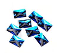 Sew on Crystals Rhinestones, Rectangle AAAAA Sew On Crystals Strass Sewn Rhinestones Crafts Flat Back Glass Stones(Blue Zircon,18x25mm 24Pcs)