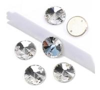 Sew on Crystals Rhinestones, Rivoli Sew On Crystal Strass DIY Glass Stones Flat Back Sewing Rhinestone(Crystal,16mm 16Pcs)