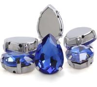 sew on gems, 30pcs Glitter Drop Crystal Rhinestone Hand Sew On Glass Stones Ornament Diamond Beads for Dress DIY Crafts Claw Drill Accessories(Blue,13x18mm 30pcs)