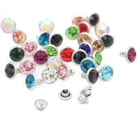 sew on gems, Leather Rivets，Spikes for Clothes, 100sets 6mm/8mm Mix Color Rhinestone Rivets Studs for Leathercraft Bags DIY Decor(8mm)