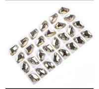 sew on gems, Sewn Stones Flatback Strass Sew On Crystals Craft Gems Glass Rhinestones for Clothes Accessories(Gold,9x14mm 48Pcs)