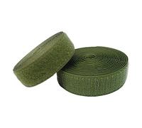 Sew on hook and loop tape, For sewing 20mm 25mm wide non self adhesive nylonstrips fastener for clothing,fabric repair and hemming(Army Green,20MM x 25 Yards)