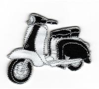 Sew-on Iron-on Embroidered Patch Lambretta Scooter Black & White Badge