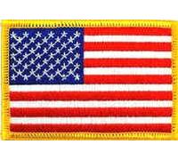 Sew-on Iron-on Embroidered Patch USA United States (Gold Border) American Flag (LARGE)