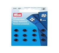 Prym Sew-On Metal Snap Fasteners 6 mm Brass Black Pack of 12