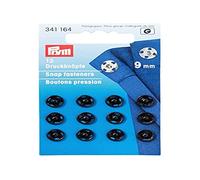 Prym Sew-On Metal Snap Fasteners 9 mm Brass Black – Pack of 12