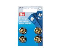 Prym 17 mm Sew-On Snap Fasteners, Pack of 4, Brass Gold