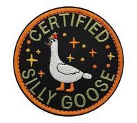Sew On Patches Funny Goose Embroidered, Velcro Patch for Backpacks, Clothing & Dog Harnesses, Cute Animal Meme Applique for Hats, Vests, DIY Accessories, 3.15 Inch