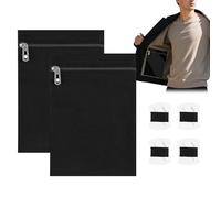 Sew on Pockets, Anti-Theft Security Wallet,Sew in Side Pocket with Zipper and 4 Thread Spools - for Passport Protection Clothes Coat Sweatshirt