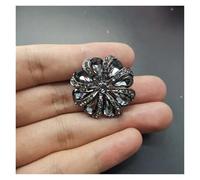 Sew on Rhinestone Button, Flower Rhinestone Shank Button 30mm Multicolor 1-10pcs Metal Decorative Sewing(Gun Black,5pcs)