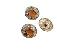 Sew on Rhinestone Button, Rhinestone Cat Eyes Pearl Shank Buttons Multicolor 18mm 10 pcs for Women Coat(Orange)