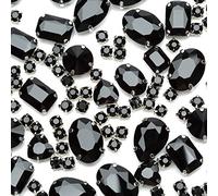 Sew On Rhinestone, Choupee 130PCS Black Sew On Glass Gems Metal Back Prong Setting Sewing Claw Rhinestone Mix Shapes Sew On Stone for Jewelry, Clothes, Costume, Shoes, Belt, Dress, Garments and Crafts