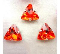 Sew on Rhinestone Glass Crystals, 18Mm 10Pcs Silver Claw Setting Glass Crystal Triangle Shape Sew On Rhinestone Beads DIY Applique(18mm 10pcs A22 Red)