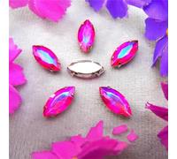 Sew on Rhinestone Glass Crystals, AB Colors Silver Claw Rhinestone Beads Navett Shape Sew On Glass Crystal DIY Applique(13x27mm 10pcs A14 Lt Peach AB)(5x10mm 50pcs A6 Rose AB)