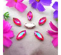 Sew on Rhinestone Glass Crystals, AB Colors Silver Claw Rhinestone Beads Navett Shape Sew On Glass Crystal DIY Applique(13x27mm 10pcs A14 Lt Peach AB)(5x10mm 50pcs A7 Red AB)