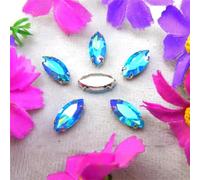 Sew on Rhinestone Glass Crystals, AB Colors Silver Claw Rhinestone Beads Navett Shape Sew On Glass Crystal DIY Applique(13x27mm 10pcs A14 Lt Peach AB)(5x10mm 50pcs A10 Aquamarine AB)