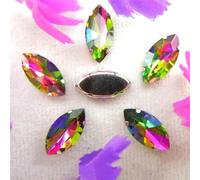 Sew on Rhinestone Glass Crystals, AB Colors Silver Claw Rhinestone Beads Navett Shape Sew On Glass Crystal DIY Applique(13x27mm 10pcs A14 Lt Peach AB)(5x10mm 50pcs A4 Rainbow)