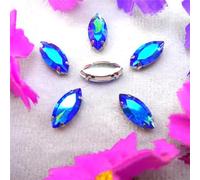 Sew on Rhinestone Glass Crystals, AB Colors Silver Claw Rhinestone Beads Navett Shape Sew On Glass Crystal DIY Applique(13x27mm 10pcs A14 Lt Peach AB)(5x10mm 50pcs A5 Sapphire AB)