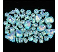 Sew on Rhinestone, Rhinestones Flatback Sew On Gold Claw Mixed Shapes AB Glass Pack of 50 Multicolor(A19 Aquamarine AB)