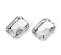 Sew on Rhinestones 10pcs, 10x14mm Zircon Glass Sewing Gemstones and Crystals Sewing Rhinestones for Clothes DIY Crafts Shoes Bag Jewelry(White)