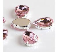 sew on Rhinestones, Drop Shape Glass Rhinestones with Claw Sew On Teardrop Crystal Stone Strass Diamond(Pink,10x14mm 50pcs)