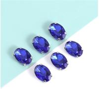 sew on Rhinestones, Oval Shape Glass Crystal Sew on Rhinestones with Silver Claw Handcrafts on Stone Clothing Accessories Shoes Bag DIY(Blue,6x8mm 20pcs)