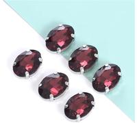 sew on Rhinestones, Oval Shape Glass Crystal Sew on Rhinestones with Silver Claw Handcrafts on Stone Clothing Accessories Shoes Bag DIY(Red,13x18mm 20pcs)