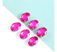sew on Rhinestones, Oval Shape Glass Crystal Sew on Rhinestones with Silver Claw Handcrafts on Stone Clothing Accessories Shoes Bag DIY(Pink,8x10mm20pcs)
