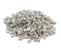 Sew on Rhinestones Round, 8 mm Glass Rhinestones for Clothes Polarized Colorful 288 PCS, Silver Setting with 8 Holes, DIY Wedding Dress Jewelry Shoes Bag Table Party Decoration