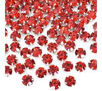 Sew on Rhinestones Round, 8 mm Glass Rhinestones for Clothes Red 288 PCS, Silver Setting with 8 Holes, DIY Wedding Dress Jewelry Shoes Bag Table Party Decoration