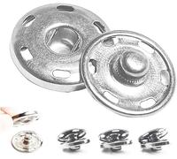 Sew On Snap Buttons, 6 Sets of 15mm Press Studs Fasteners for Clothes, Purses, Handbags, and DIY Craft Supplies