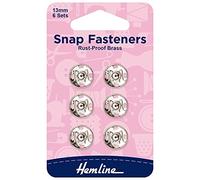 Hemline Sew-On Snap Fasteners 13mm Nickel Silver – 6 Sets