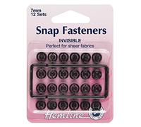 Hemline Snap Fasteners - Black Nylon, 7mm, 12 sets