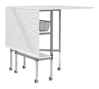 Sew Ready Foldable Hobby and Cutting Grid Table - 58.75" W x 36.5" D White Arts and Crafts Table with Grid Top and Silver Storage Drawers