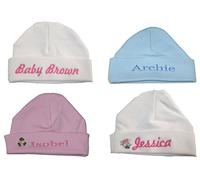 Sew Sew Special 100% Super Soft Double Layered Cotton Personalised Baby Hat Now Available in 3 Sizes. New Born - 0-3 Months and 3-6 Months