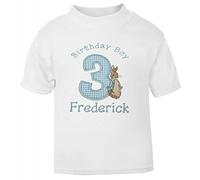 Sew Sew Special Boy’s Peter The Rabbit Personalised 3rd Birthday T-Shirt.