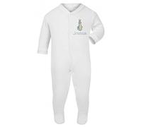 Sew Sew Special Boys Personalised Peter The Rabbit Tiny Baby/New Born Baby Grow/Sleepsuit - Now Available in to Sizes. (Tiny Baby up to 6lbs 2.7kg) White