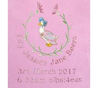 Sew Sew Special Girls Personalised Little Duck Super Soft Fleece Birth Blanket. (Pink)