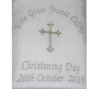Sew Sew Special Personalised Baby Christening/Baptism/Naming Day Shawl., White