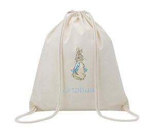 Sew Sew Special Personalised Girls/Boys Peter the Rabbit Drawstring bag (Blue)